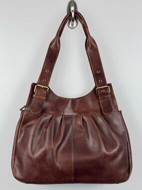 The Leather Store Brown Leather Shoulder Tote.
